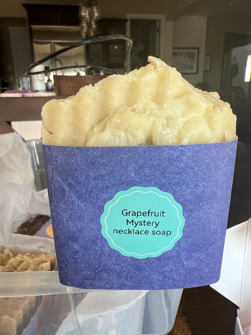 Patchouli or Grapefruit Mystery Necklace Soap - Green Scented Bar - Picture 2 of 7